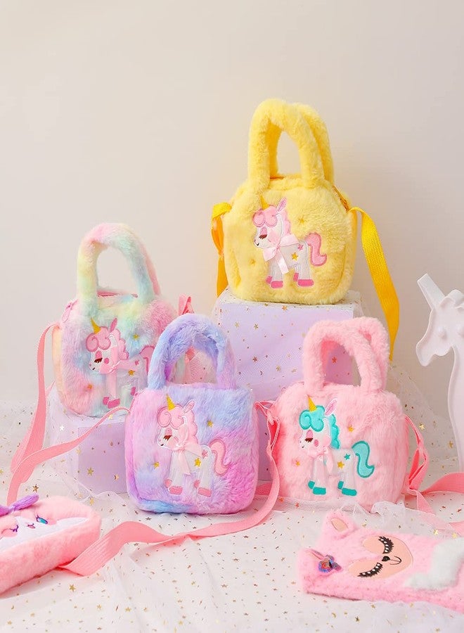 AVSHUB Kids Cute Mini Crossbody Bag | Small Plush Unicorrn Bag | Purse | Handbag for Baby Girls (Yellow) - Image 4